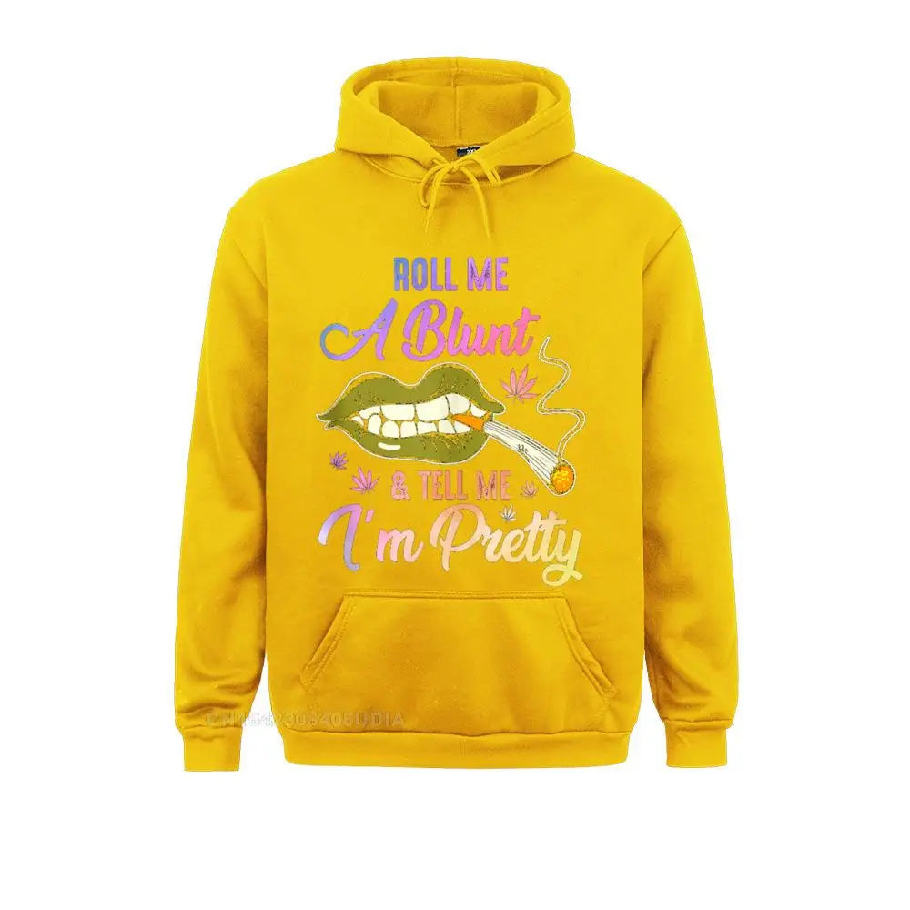 Roll Me A Blunt And Tell Me I'm Pretty – Funny Weed Lover Anime Hoodie for Students - Premium Long-sleeve hoodie from Lizard Vigilante - Just $38.88! Shop now at Lizard Vigilante