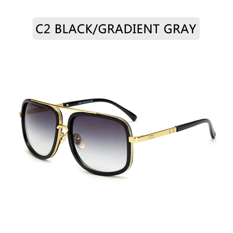 Big Frame Retro Unisex Sunglasses – Vintage Metal Sun Glasses for Men & Women - Premium sunglasses from Lizard Vigilante - Just $34.99! Shop now at Lizard Vigilante