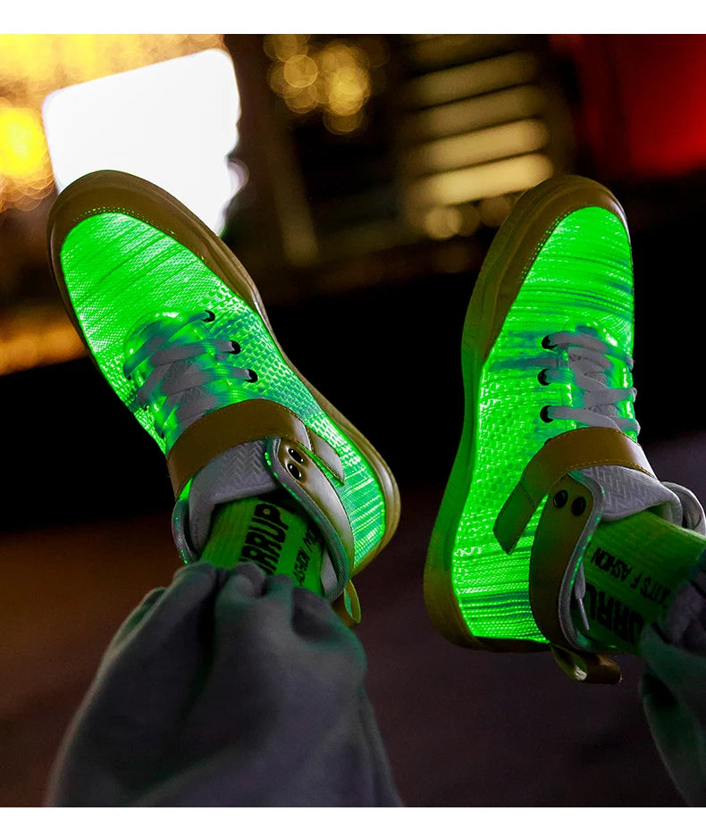 UncleJerry 2020 New Fiber Optic Shoes big boys girls and adult USB Rechargeable Glowing Sneakers Party Shoes Cool Street Shoes - Premium  from Lizard Vigilante - Just $73.99! Shop now at Lizard Vigilante