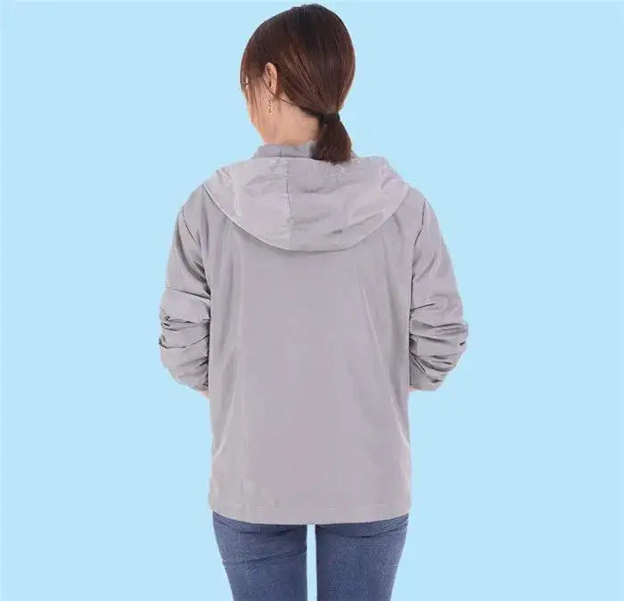 2024 New Women‘s Jacket Outerwear Spring Autumn Hooded Casual Windbreaker Coat Summer Sunscreen Clothing Family Size 7XL A8