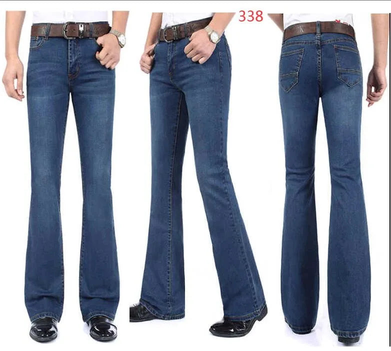 Men's Mid-Rise Elastic Flare Jeans Fashion Men Flare Jeans Men's Denim Pants Multiple Color Size 26-40 - Premium jeans from Lizard Vigilante - Just $25.99! Shop now at Lizard Vigilante