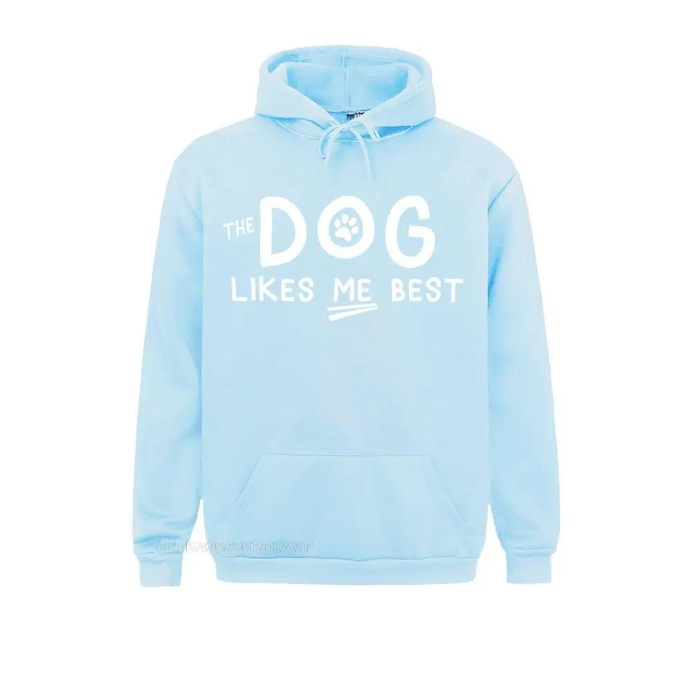The Dog Likes Me Best Long Sleeve Hoodie Sweatshirts For Men Funny Dog Lover Long Sleeve Hoodies Brand New Autumn Hoods Design - Lizard Vigilante