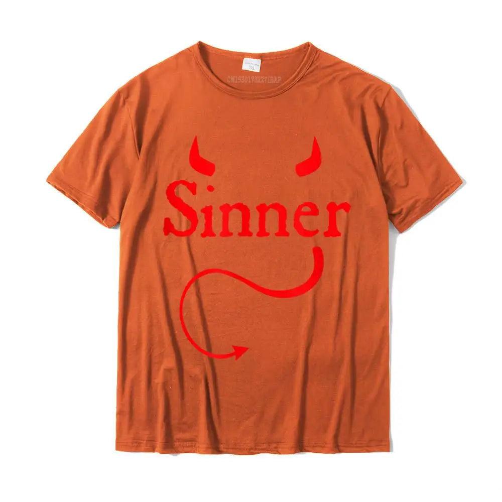 Sinner Devil Horns Tail Rock Atheist Sin Lover T-Shirt Print Tshirts New Tops T Shirt Cotton Man Personalized - Lizard Vigilante