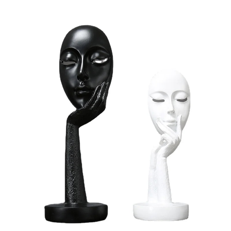 3D Face Mask Abstract Sculpture, Home Decoration Statue, Table Decorations Accessories, Art Figurine, Living Room Decor