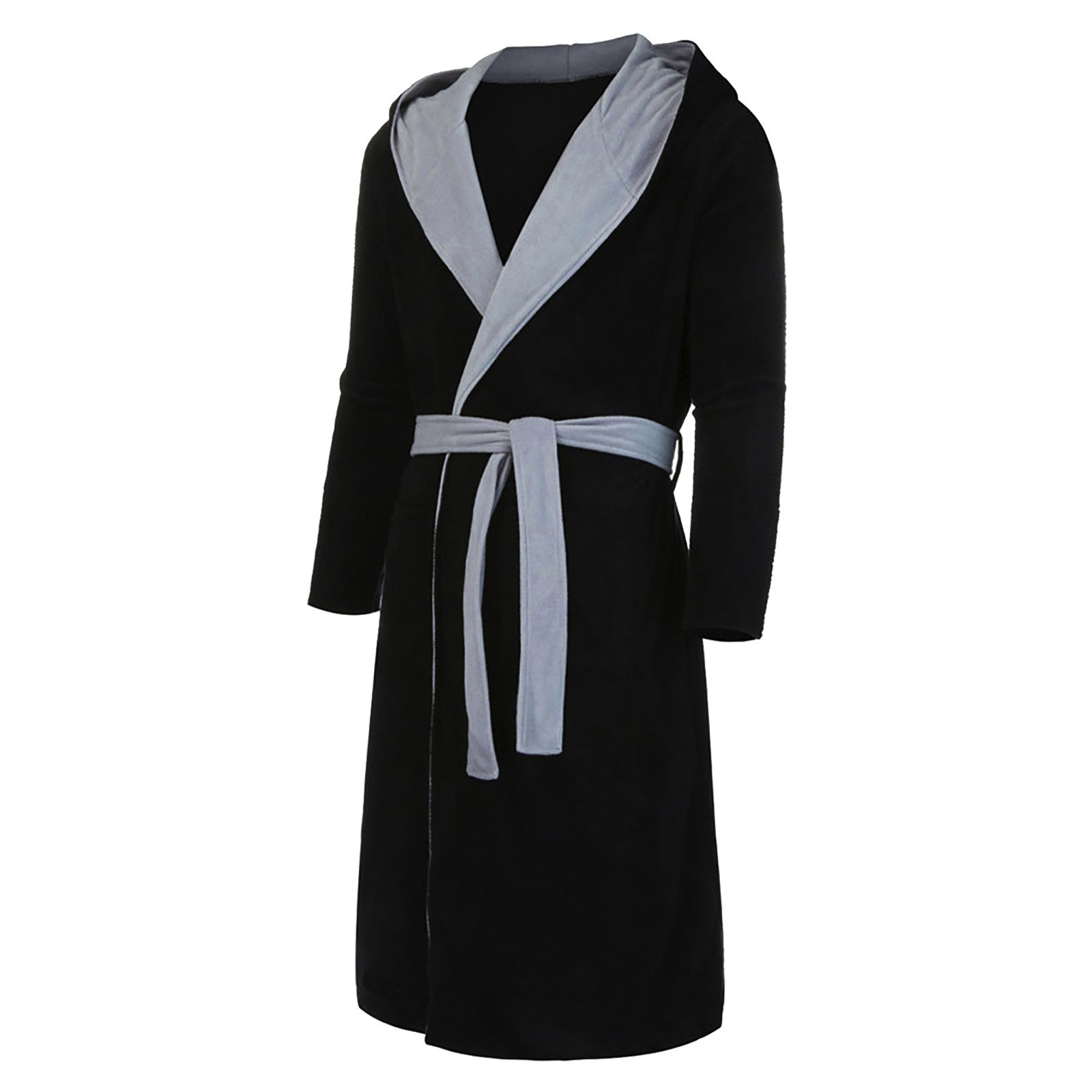 Men’s Casual Kimono Bathrobe – Flannel Hooded Sleepwear, Plus Size Available - Premium Robe from Lizard Vigilante - Just $32.88! Shop now at Lizard Vigilante