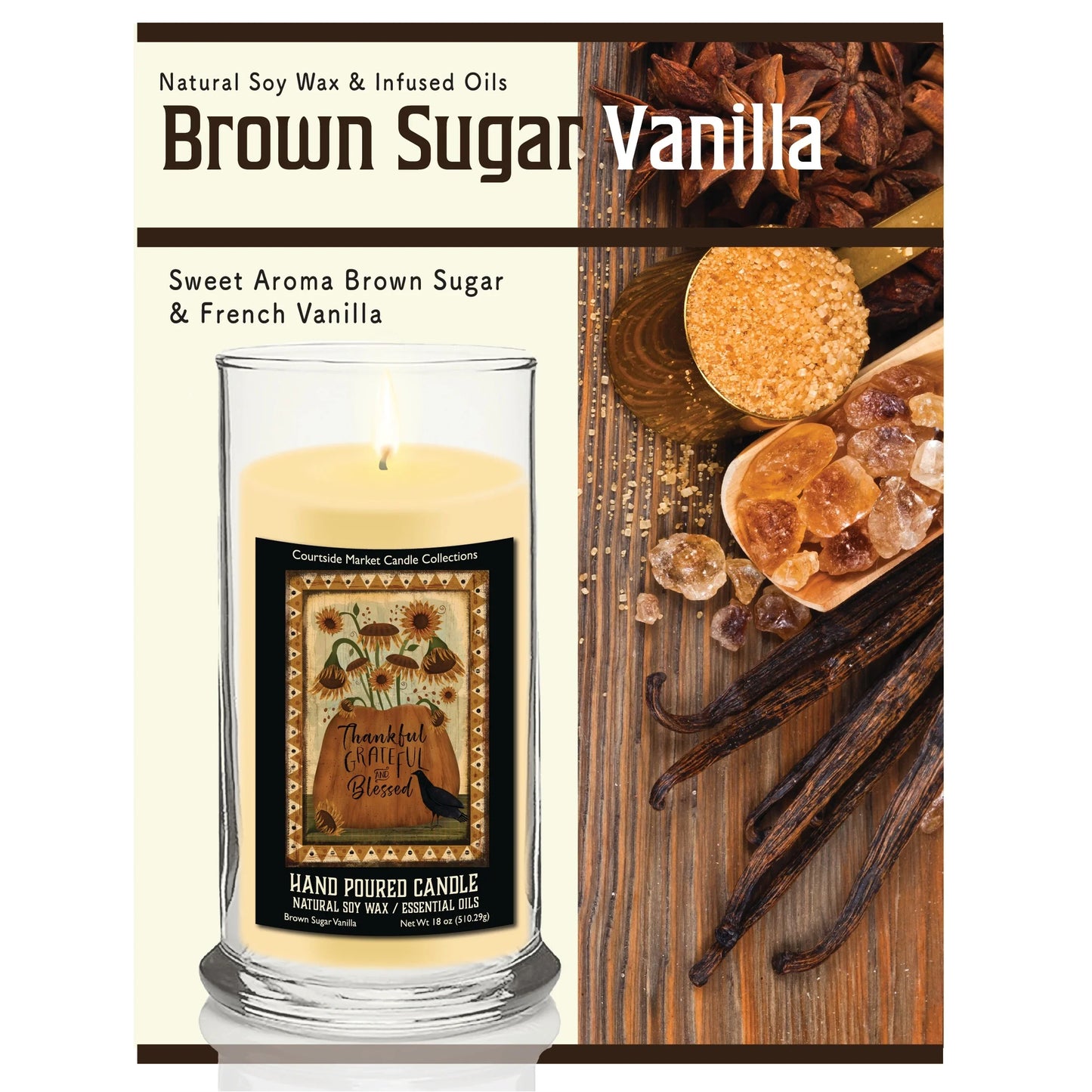 TD Courtside Market's Grateful and Blessed Fall FLag Status Glass Scented Candle Thankful for Every Moment