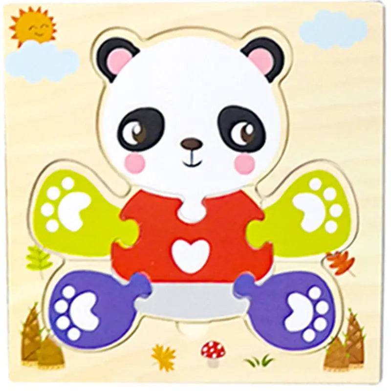 Baby Wooden 3D Tangram Puzzle – Educational Cartoon Animal Toy