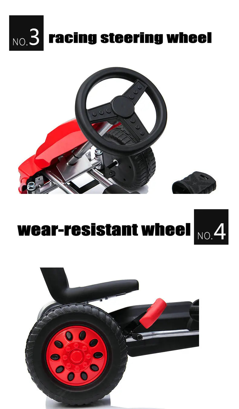 The Lizard Vigilante Little Racer X4” Kids 4-Wheel Pedal Go-Kart — Metal Frame, Racing Steering Wheel & Hand Brake Fury