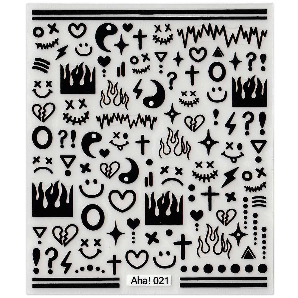 42Model Sticker Nail Decal 3D Adhesive Patch,Smile/Animal/Flower Nail Art Decorations Manicure Sticker Easter Day Design Decal-