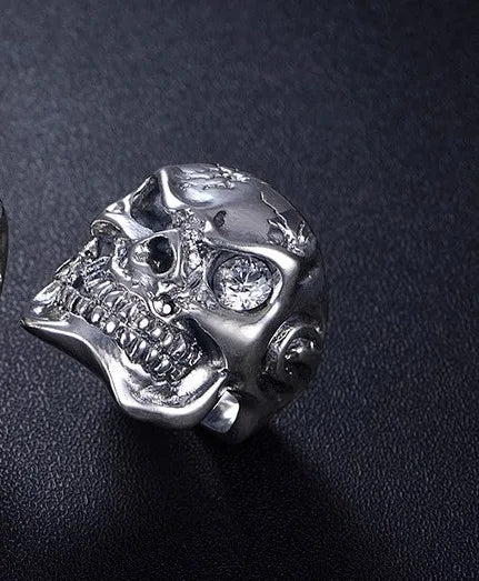 100% 925 Silver Vintage Smoking Skull Ring | Punk Goth Personality Hipster Design | Men’s Domineering Statement Ring - Premium ring from Lizard Vigilante - Just $148.88! Shop now at Lizard Vigilante