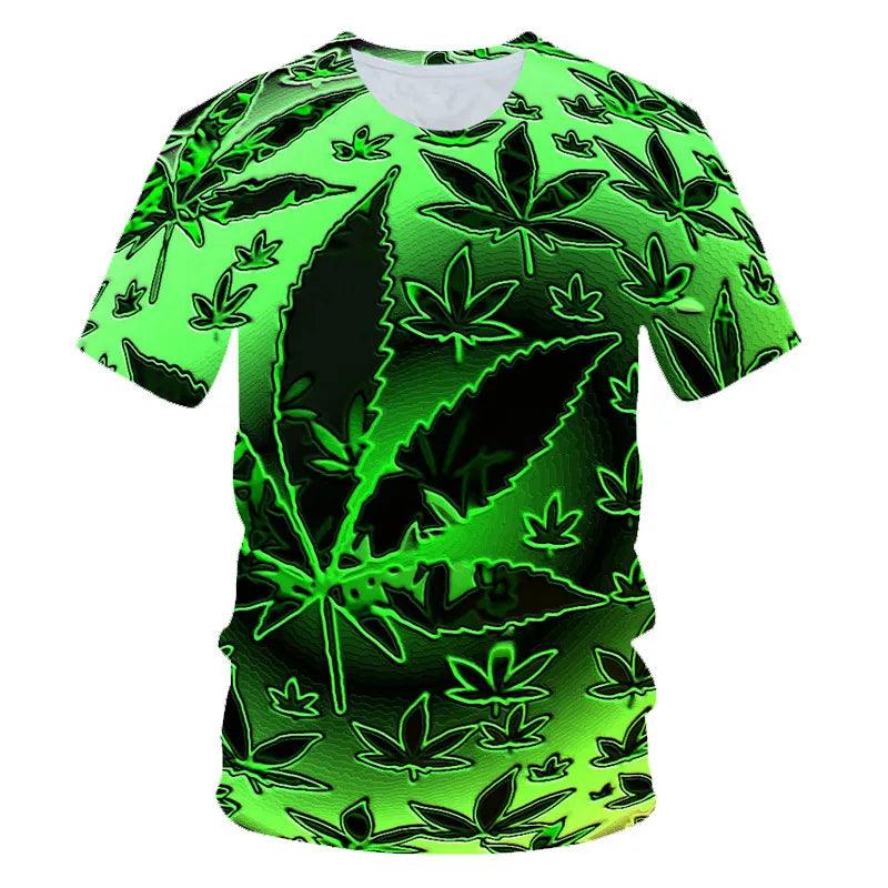 Weed Men's T-shirt Cool Fresh Green Pot Leaves Skull Full Print 3D T-shirt Loose Funny Natural XXS-6XL - Lizard Vigilante