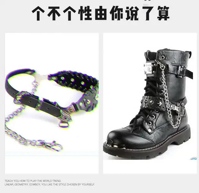 Rivet Rage Boot Chains 2025 – Rock Punk Stage Anklet Accessory for Men & Women
