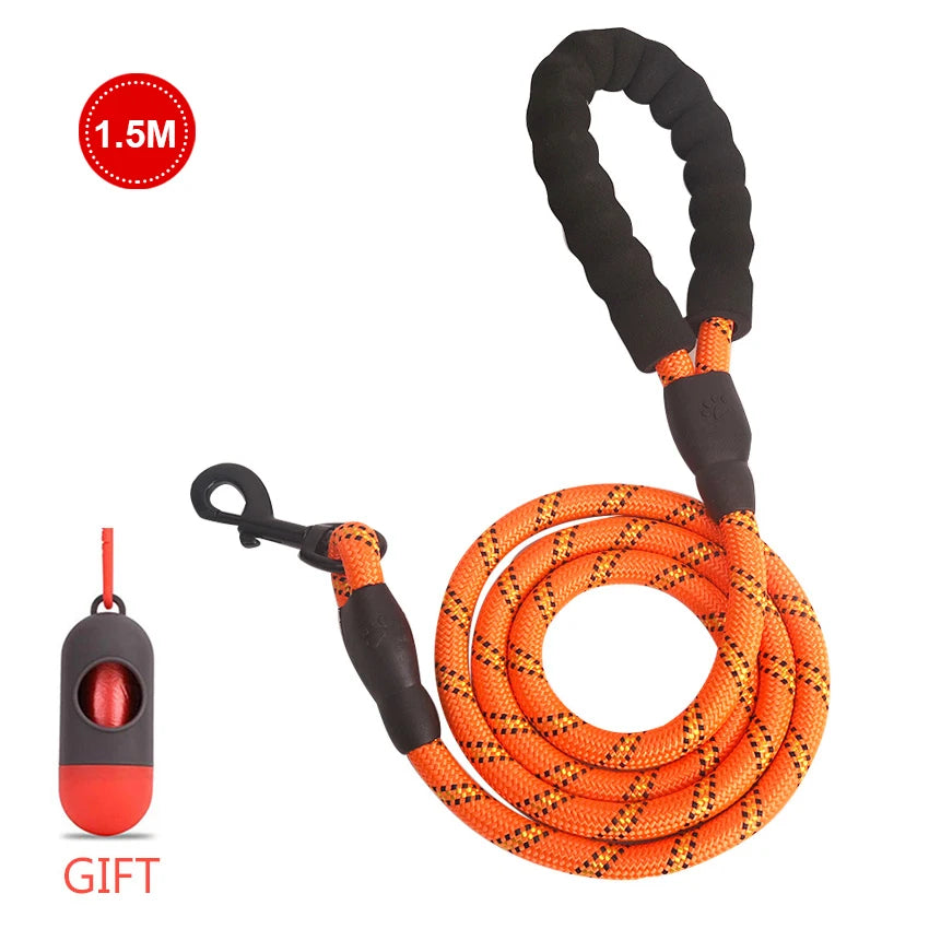 Reflective Strong Dog Leash 1.5M Long - Heavy Duty Nylon Rope Leash with Padded Handle for Comfortable Training and Walking - Premium pet leash from Lizard Vigilante - Just $18.88! Shop now at Lizard Vigilante