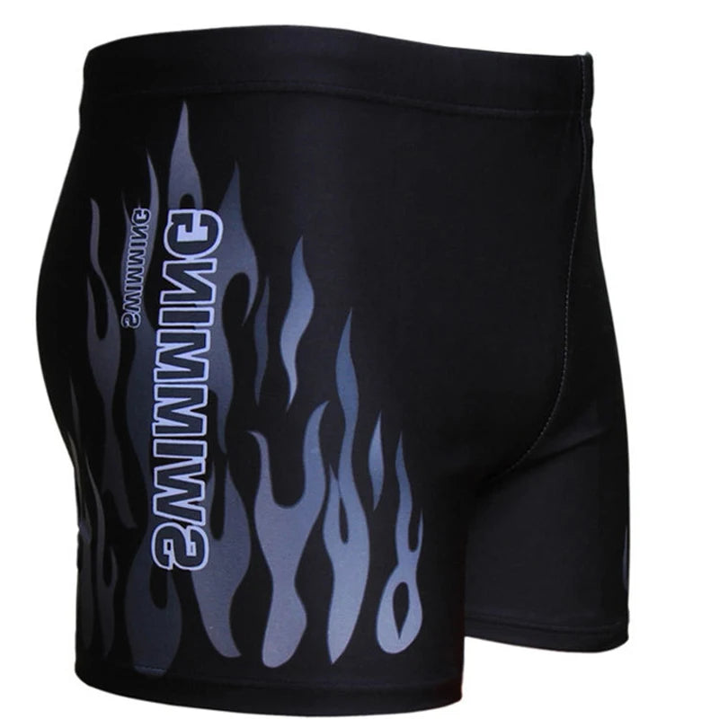 Men's Flame Fire Printed Swim Shorts Summer Racing Swimming Trunks Elastic Beach Briefs Breathable Boxer Board Shorts - Premium underwear from Lizard Vigilante - Just $17.99! Shop now at Lizard Vigilante