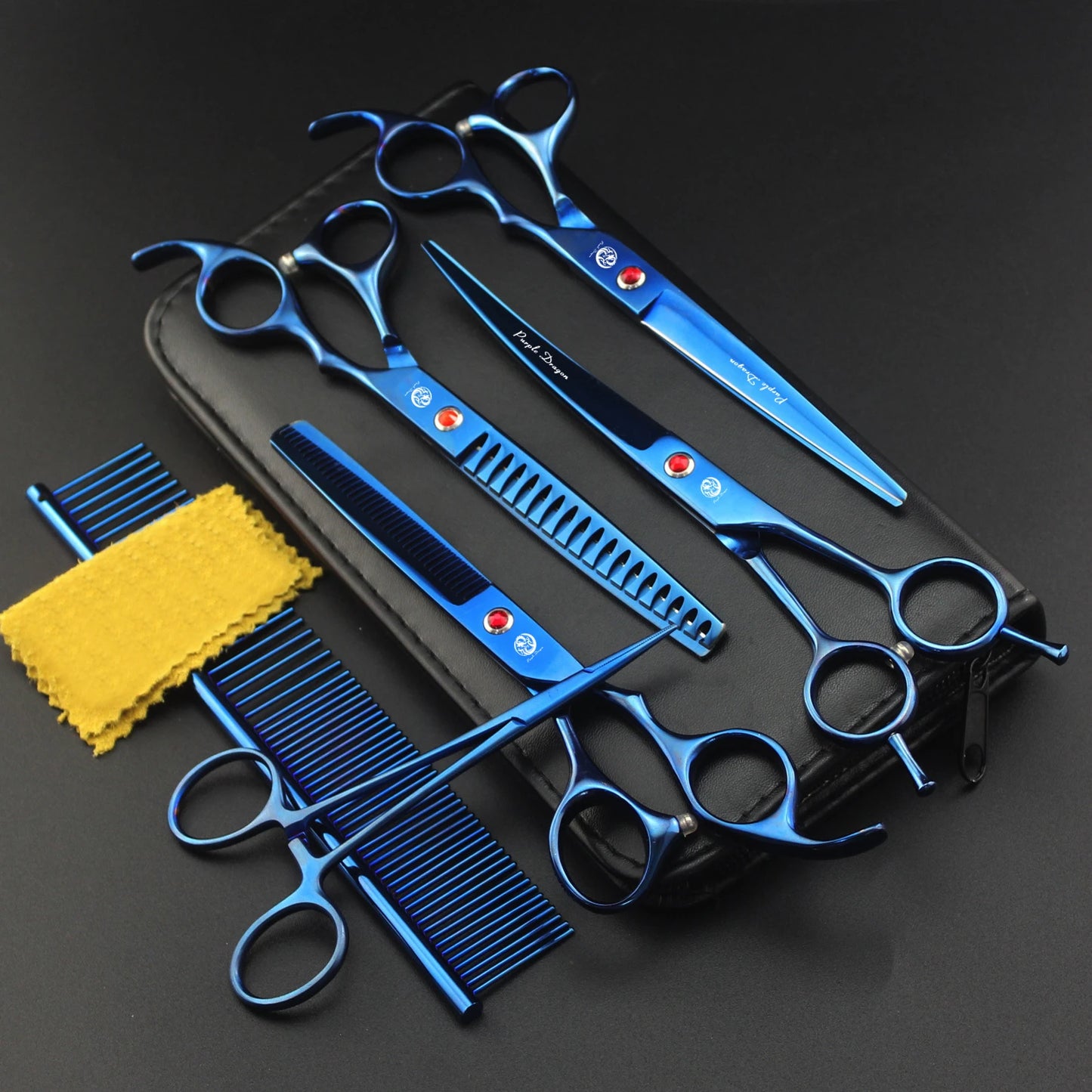 Purple Dragon Professional Dog Grooming Scissors Set – Japan Stainless Steel Chunker & Thinning Scissors, Up Curved Scissors, Comb (7-Inch) - Premium scissors set from Lizard Vigilante - Just $48.88! Shop now at Lizard Vigilante