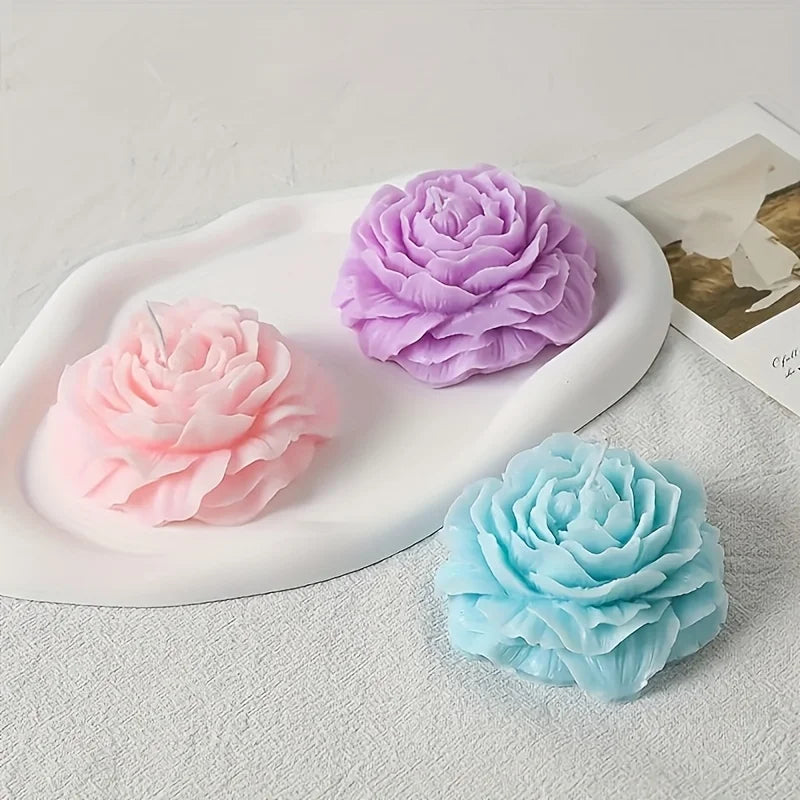 Peony Candle Silicone Mold 3D Peony Shape DIY Scented Candle Mold for Family Wedding Party Decoration