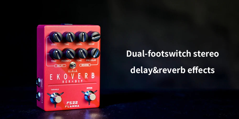 FLAMMA FS22 “Ekoverb Blood-Red Ghost” — Dual Reverb/Delay Pedal With Freeze, Trails, Tap Tempo & Stereo Mayhem