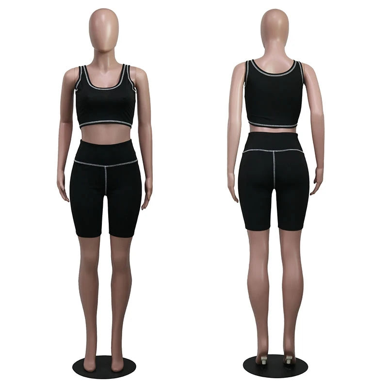 Bodycon Two-Piece Shorts Co-Ord Set for Women - Summer Sportswear Crop Top & Biker Shorts Sweat Suit, Casual Tracksuit - Premium bodycon 2-piece from dsers - Just $33.88! Shop now at Lizard Vigilante