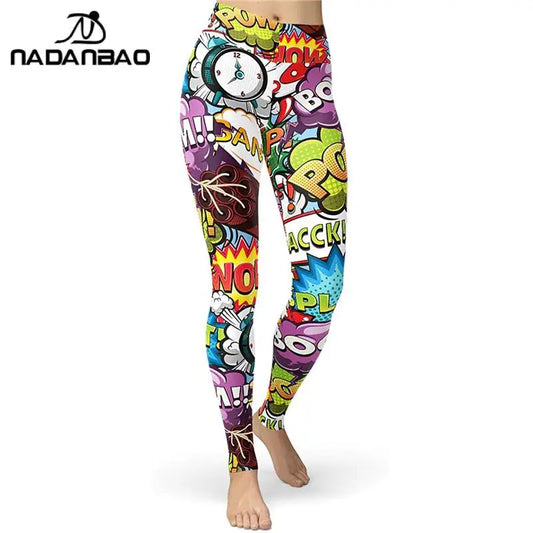 NADANBAO Women Comic Leggings Cartoon Printed Leggins High Stretch Girls Legging Punk Rock Leggin Pants Evening Clubwear New - Premium yoga leggings from Lizard Vigilante - Just $29.99! Shop now at Lizard Vigilante