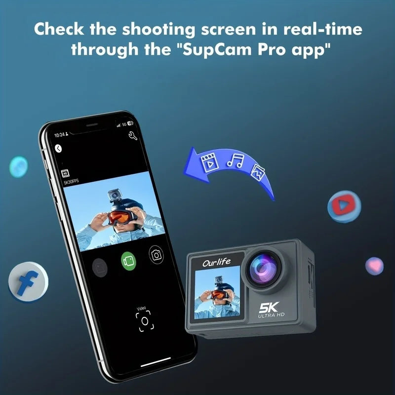 50MP photo mini wifi sport cam anti shaking 2.0 inch dual screen 5K ultra hd 1080P 120fps remote controller action camera