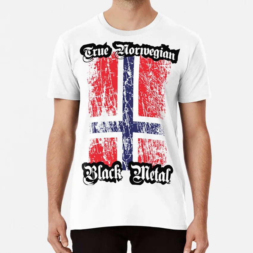 True Norwegian Black Metal - Norwegian Flag Edgewise T Shirt Black Metal Metal True Trve Norwegian Black Metal Gaahl Burzum - Premium t-shirt from Lizard Vigilante - Just $30.49! Shop now at Lizard Vigilante