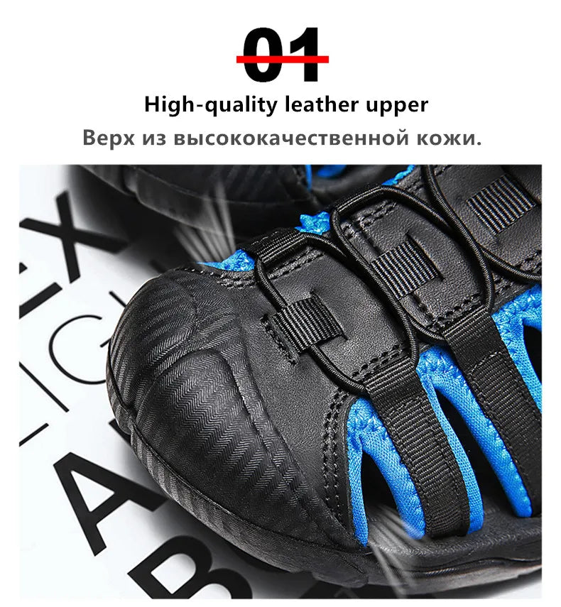 New Summer Genuine Leather Men Sandals Fashion Design Breathable Casual Shoes Men Soft Bottom Outdoor Beach Sandals Big Size 48 - Premium  from Lizard Vigilante - Just $40.99! Shop now at Lizard Vigilante