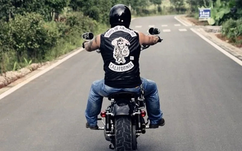 Sons of Anarchy Rock Punk Vest Men Cosplay Costume Black Color Motorcycle Biker Sleeveless Jacket Coat Clothing - Lizard Vigilante