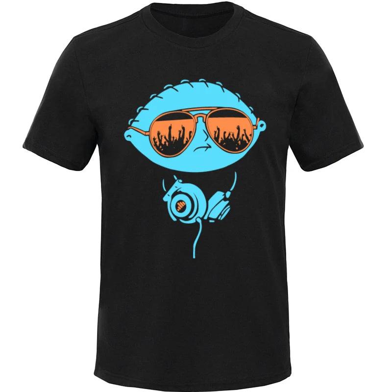 DJ Stewie Hip Hop T-Shirt - 100% Cotton Crew Neck | Heavy Metal Rapper Tees for Men | Custom Street Music Tops for Summer - Premium  from Lizard Vigilante - Just $23.99! Shop now at Lizard Vigilante