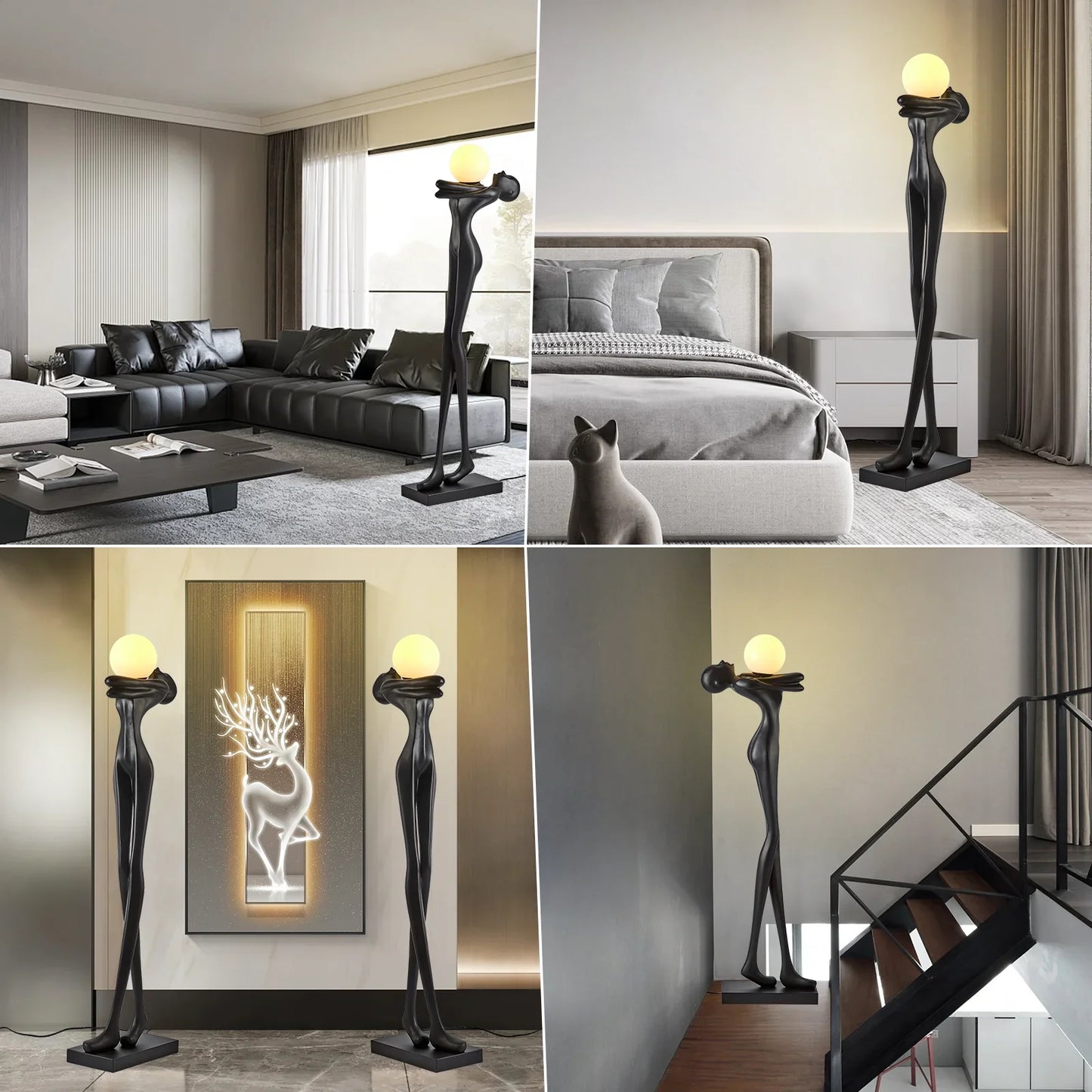 Modern Resin Human Shaped Floor Lamp, Ball Hugger Ornaments Art Sculpture Lamp for Home Decoration Room, Living Room,Coffee Shop