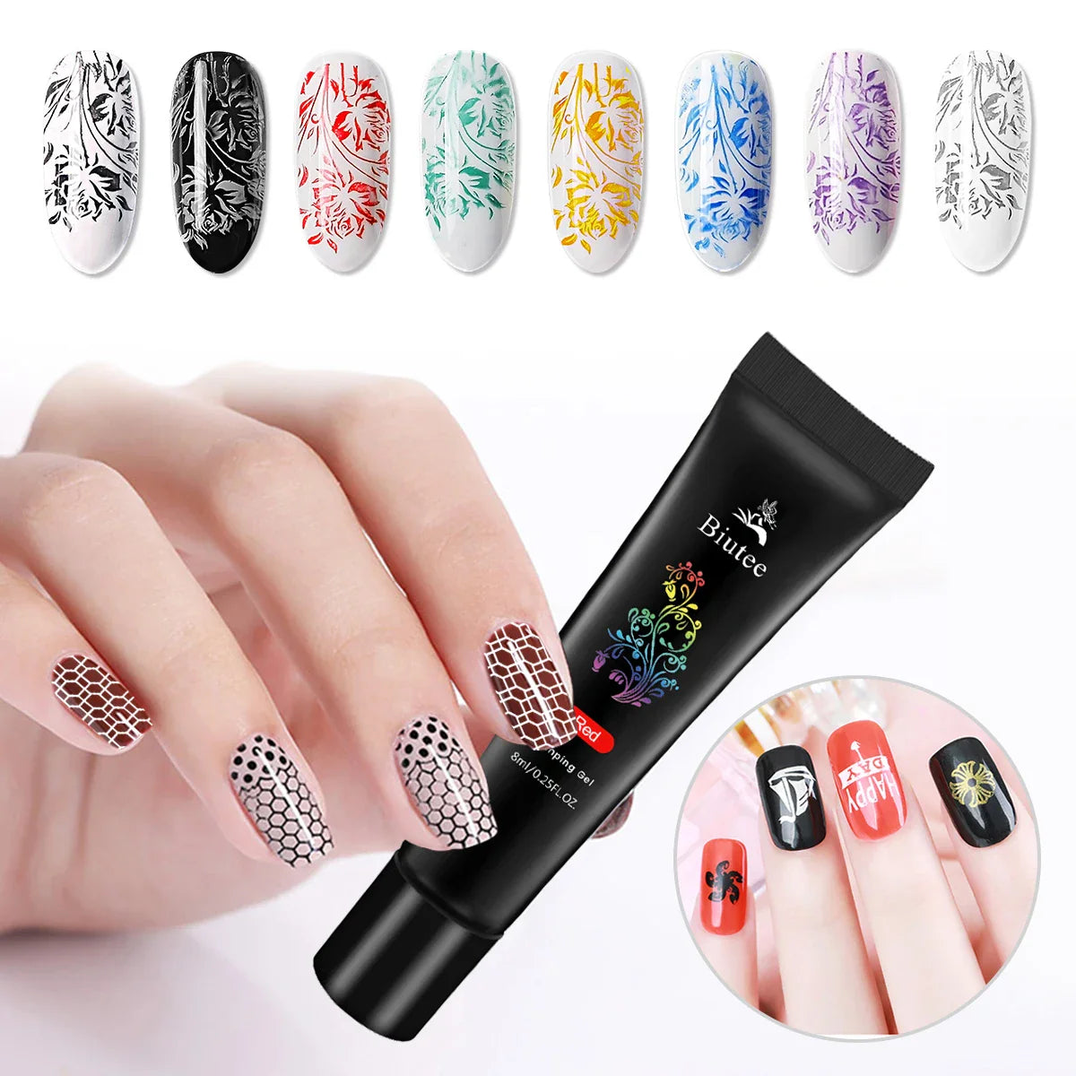 8 Colors Nail Art Stamping Gel Polish For Nail Art DIY- 8ml Stamp Print Oil UV Gel Vanish Soak Off Varnish New 2021 Manicure Gel