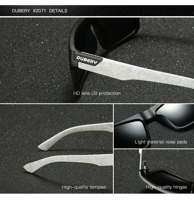 Dubery Retro Polarized Rectangle Sunglasses – UV400 Anti-Reflective Shades for Everyday Adventures
