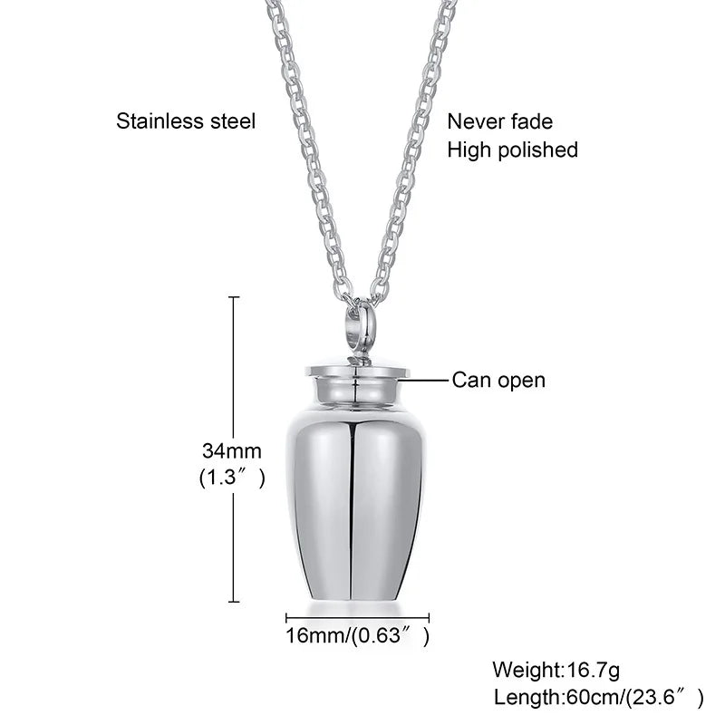 Vnox Openable Earthen Jar Columbarium Shape Pendant for Men Women,Stylish Perfume Holder Ashes Cremation Urn Punk Rock Necklace - Premium  from Lizard Vigilante - Just $18.99! Shop now at Lizard Vigilante