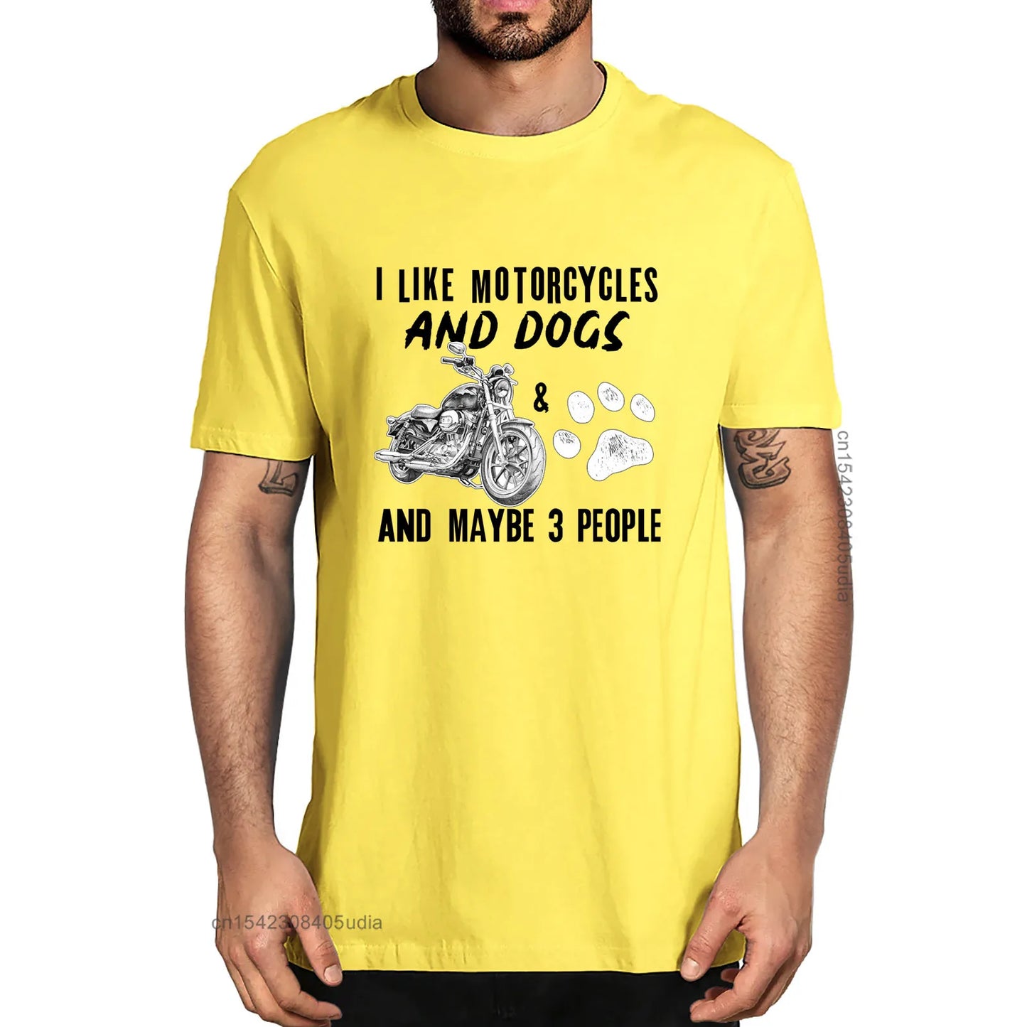 I Like Motorcycles And Dogs And Maybe 3 People Summer Men's 100% Cotton T-Shirts Funny Women Unisex Soft Top Tee - Premium T-Shirt from Lizard Vigilante - Just $21.99! Shop now at Lizard Vigilante