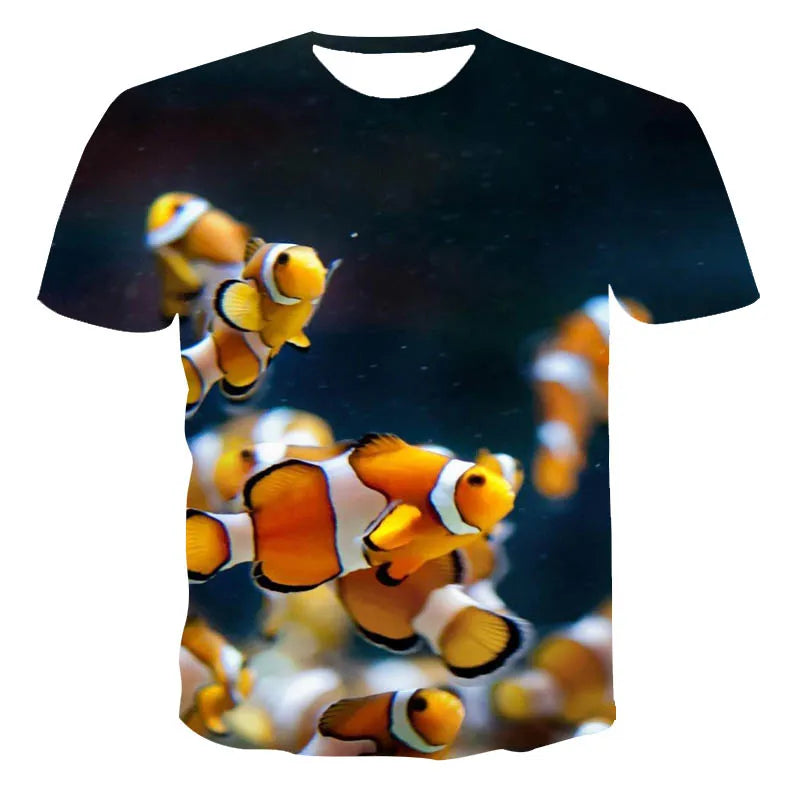 3D Color Fish Graphic T Shirts For Men Summer Fashion Casual Trend funny T-Shirts Personality harajuku Hip Hop Print T-shirt - Lizard Vigilante