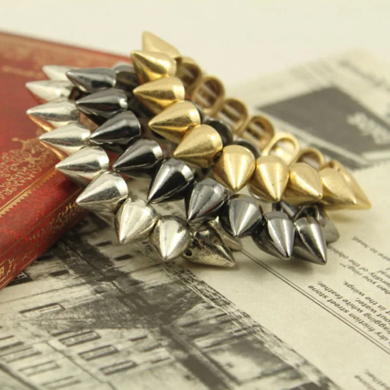 Punk Spiked Elastic Bracelet – Riveted Stretch Metal Bangle for Women, Hip Hop Party Fashion Jewelry - Premium bracelet from Lizard Vigilante - Just $19.88! Shop now at Lizard Vigilante