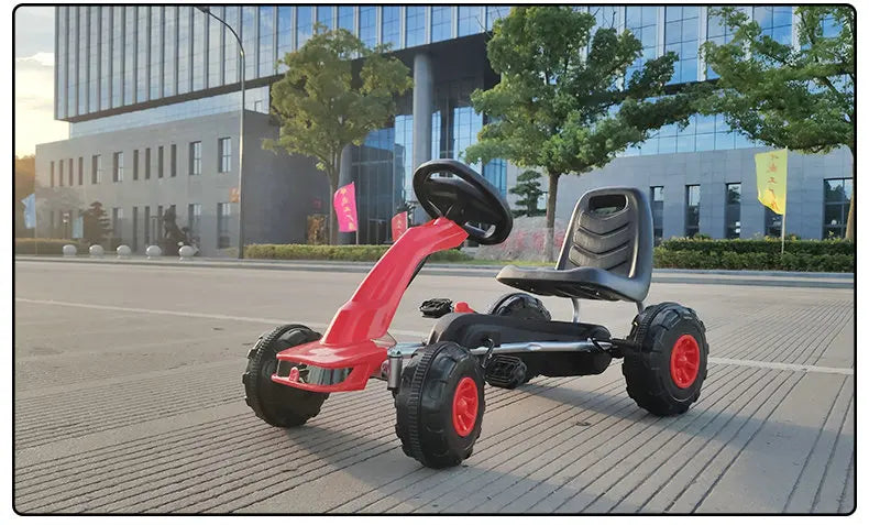 The Lizard Vigilante Little Racer X4” Kids 4-Wheel Pedal Go-Kart — Metal Frame, Racing Steering Wheel & Hand Brake Fury