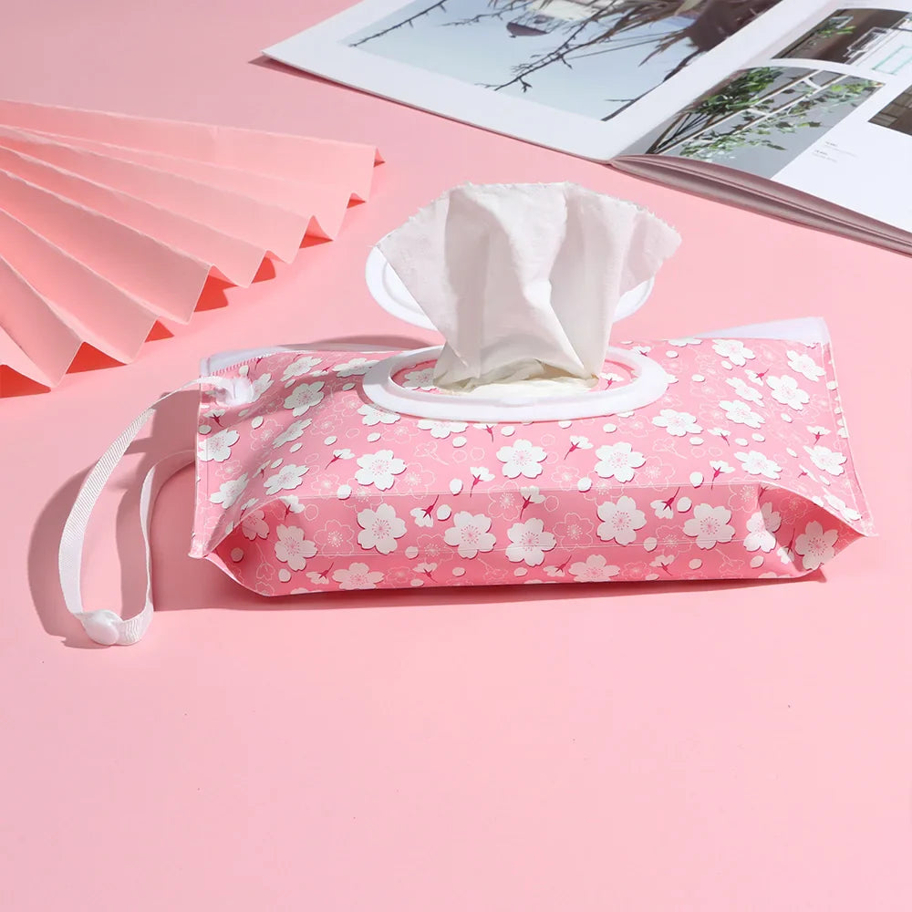 NEW Portable EVA Baby Wet Wipe Holder Case Reusable Refillable Wet Wipe Bag Tissue Box Snap-Strap Cosmetic Pouch Home Storage