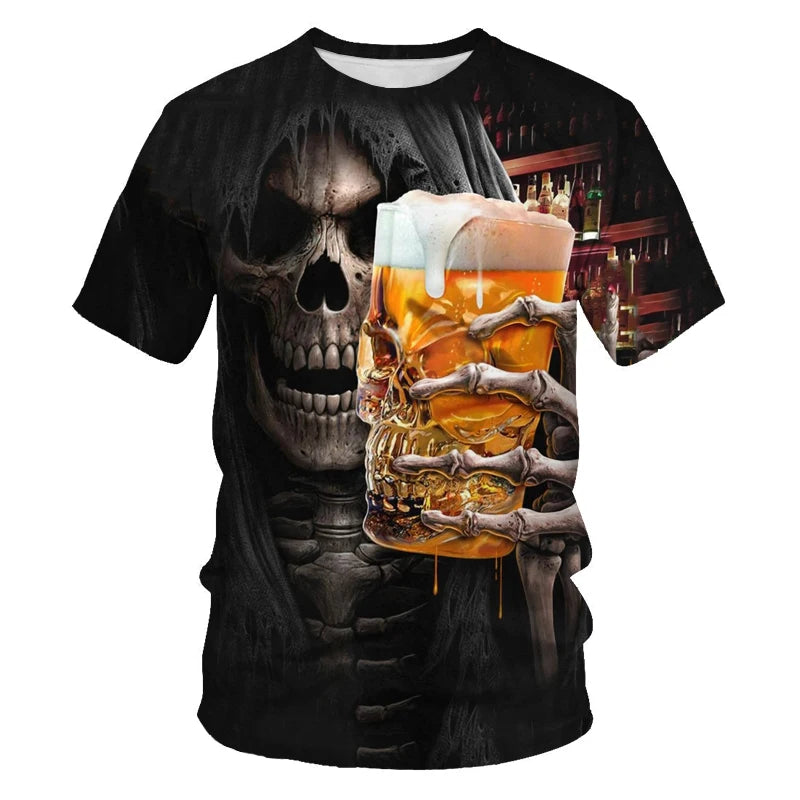 Skull Chug Society – 3D Beer-Drinking T-Shirt for Rockers, Rebels & Weekend Warriors - Premium tee from dsers - Just $54.99! Shop now at Lizard Vigilante