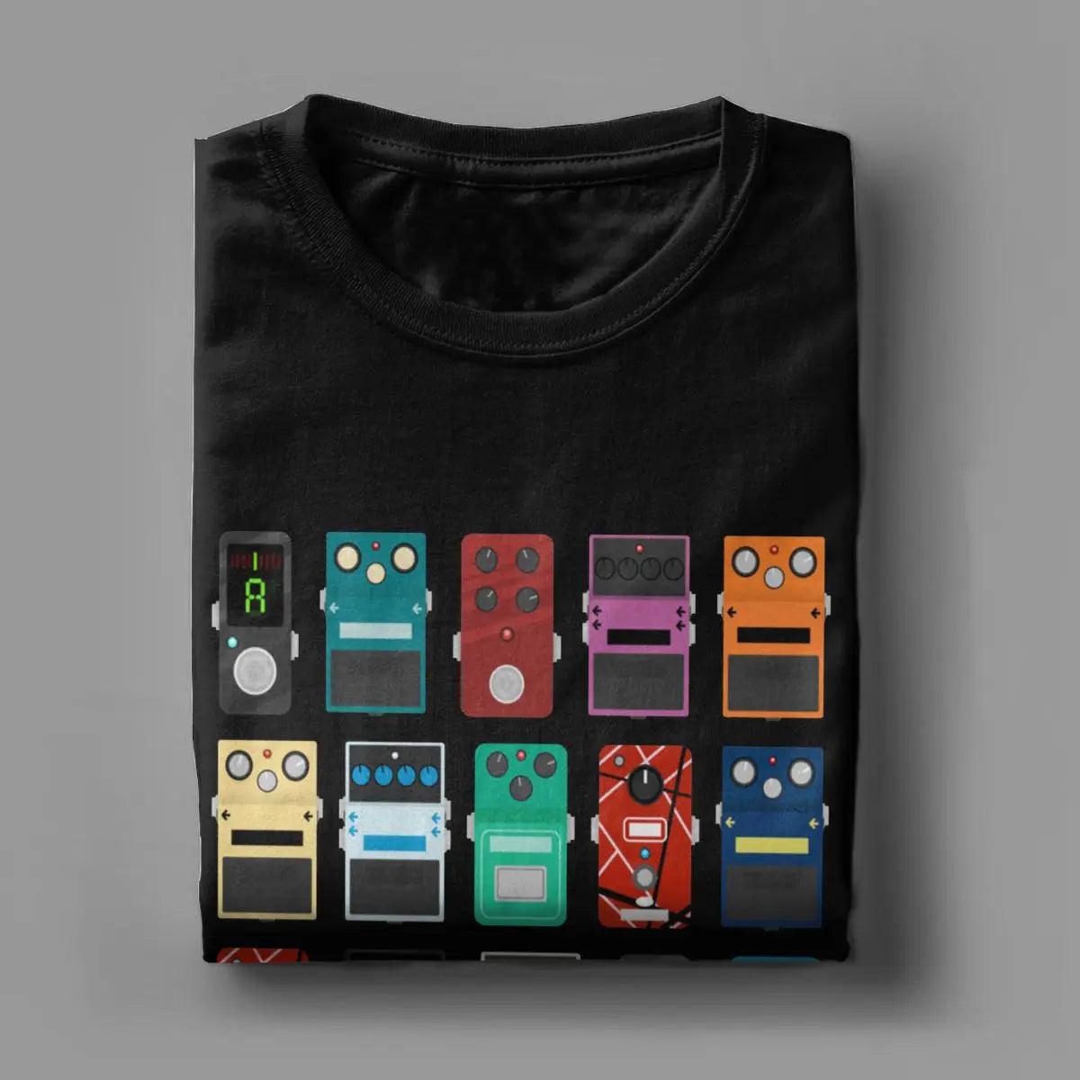 Awesome Pedal Board Guitar T-Shirts for Men Crew Neck Cotton T Shirt Music Short Sleeve Tee Shirt Big Size Clothes - Lizard Vigilante