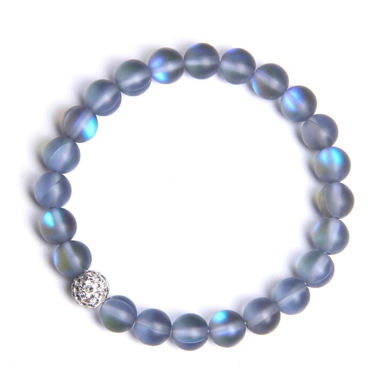 Moonstone Bracelet Multicolor Mermaid Glass Shining Stone Beaded Elastic Bracelets For Women Men Couple Handmade Wristband Gifts - Premium  from Lizard Vigilante - Just $8.99! Shop now at Lizard Vigilante