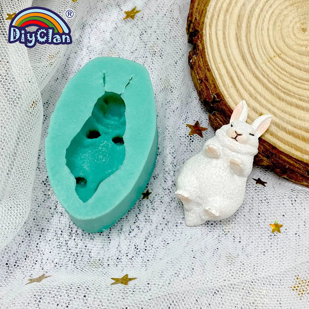 Mini White Rabbit Silicone Fondant Cake Decorating Molds Easter Bunny Chocolate Mould Baking Tools Animal Epoxy Resin Kitchen