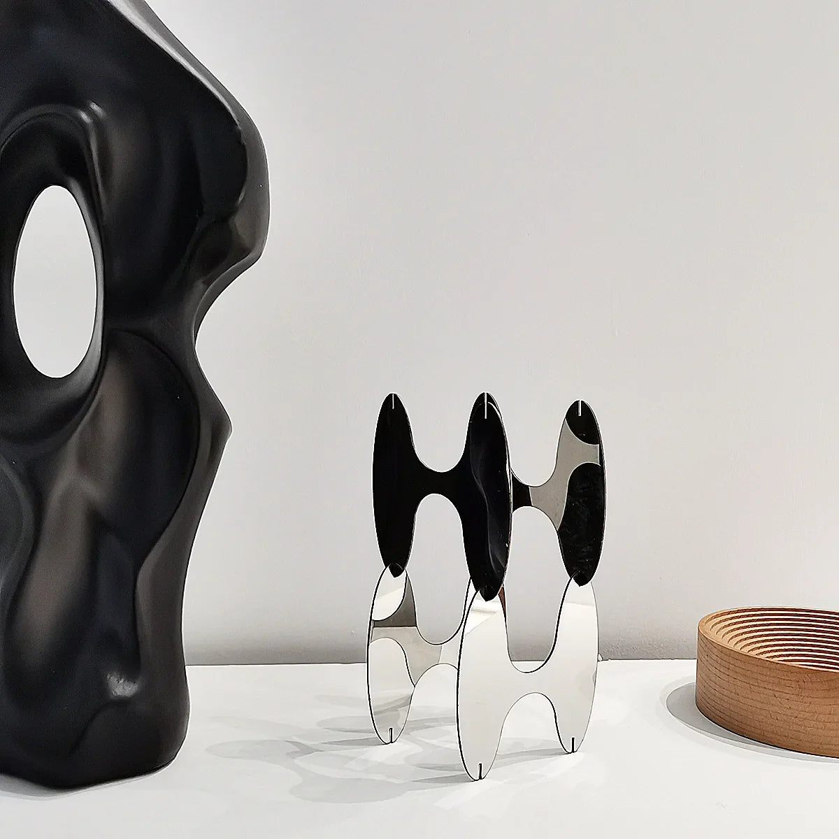 Medieval Style Mirror Combination Metal Sculpture Geometric Acrylic Art Installation Home Decoration Creative Ornaments