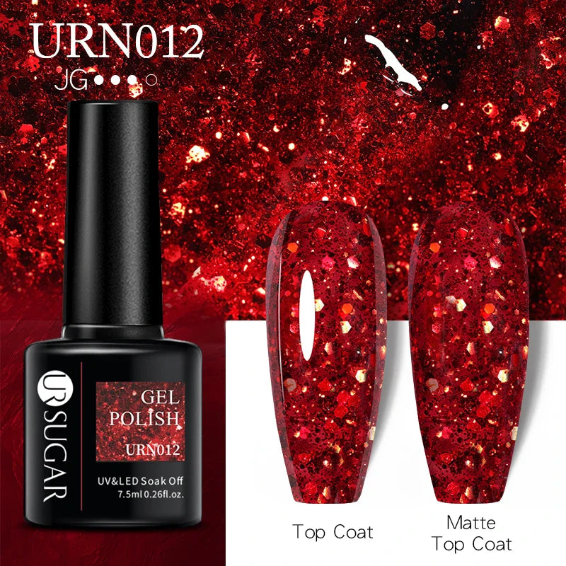 UR SUGAR 7.5ml Nude Glitter Color Gel Nail Polish Winter Warm Color Series Semi-permanent Varnish Professionals Manicure