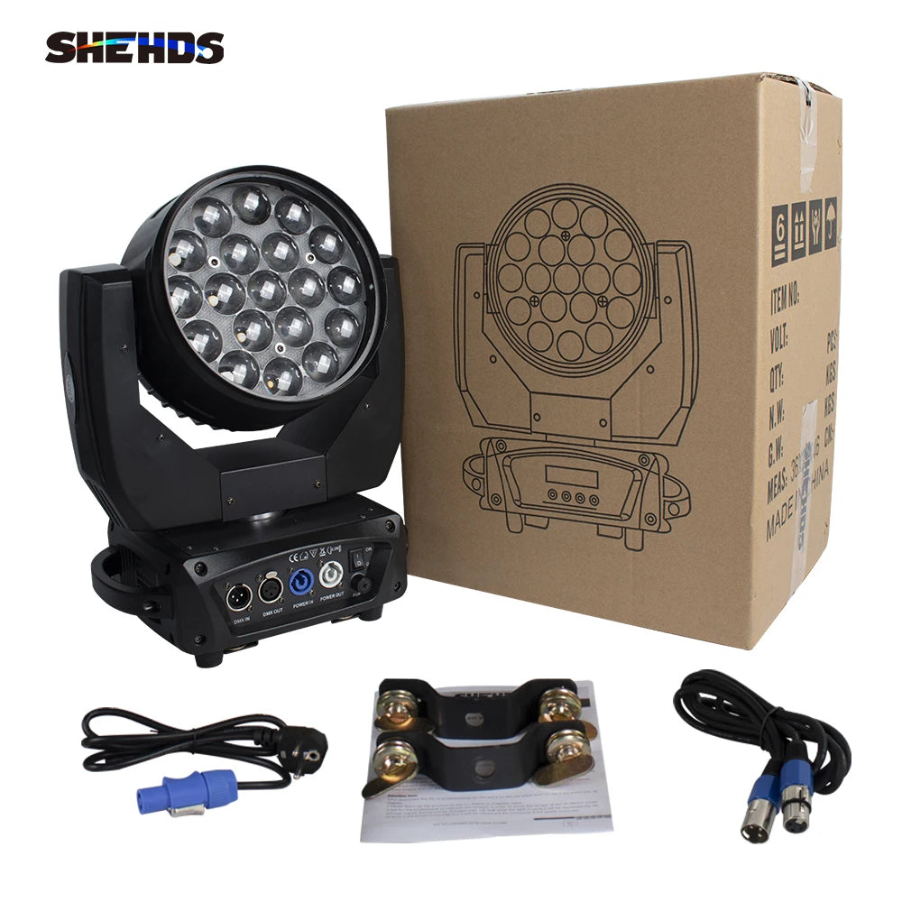 SHEHDS LED Beam+Wash 19x15W RGBW Zoom Lighting for Professional Stage Performances, Bars, Parties, Nightclubs, DJ & Disco - Premium stage lighting from Lizard Vigilante - Just $313.99! Shop now at Lizard Vigilante