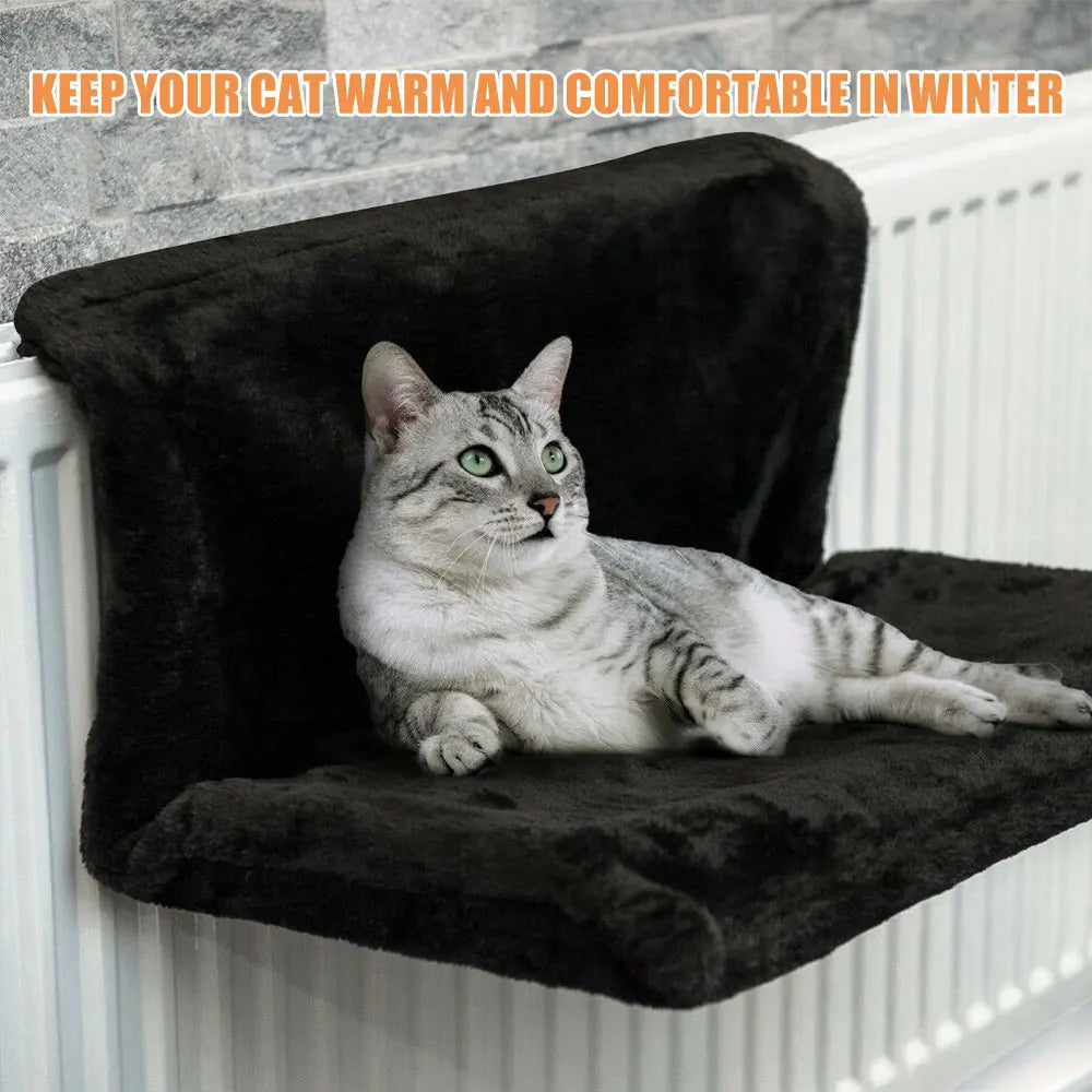 Luxury Pet Cat Radiator Hammock Bed - Winter Warm Fleece Basket with Metal Frame for Cozy Cat Naps - Premium  from Lizard Vigilante - Just $48.88! Shop now at Lizard Vigilante