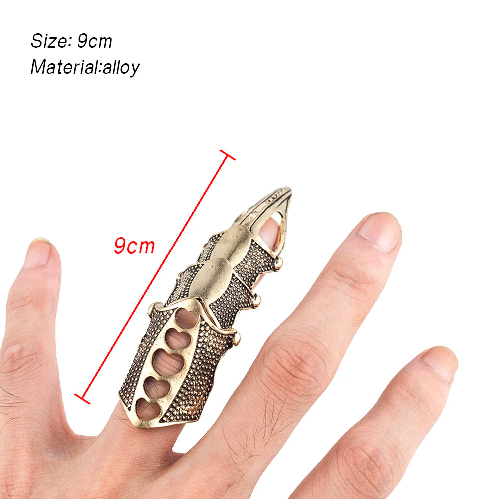 NEW Cool Boys Punk Gothic Rock Scroll Joint Armor Knuckle Metal Full Finger Ring Gold Cospaly DIY Ring Halloween decoration - Premium ring from Lizard Vigilante - Just $14.99! Shop now at Lizard Vigilante