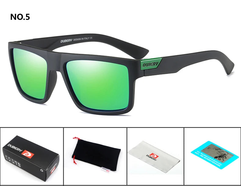 Dubery Retro Polarized Rectangle Sunglasses – UV400 Anti-Reflective Shades for Everyday Adventures