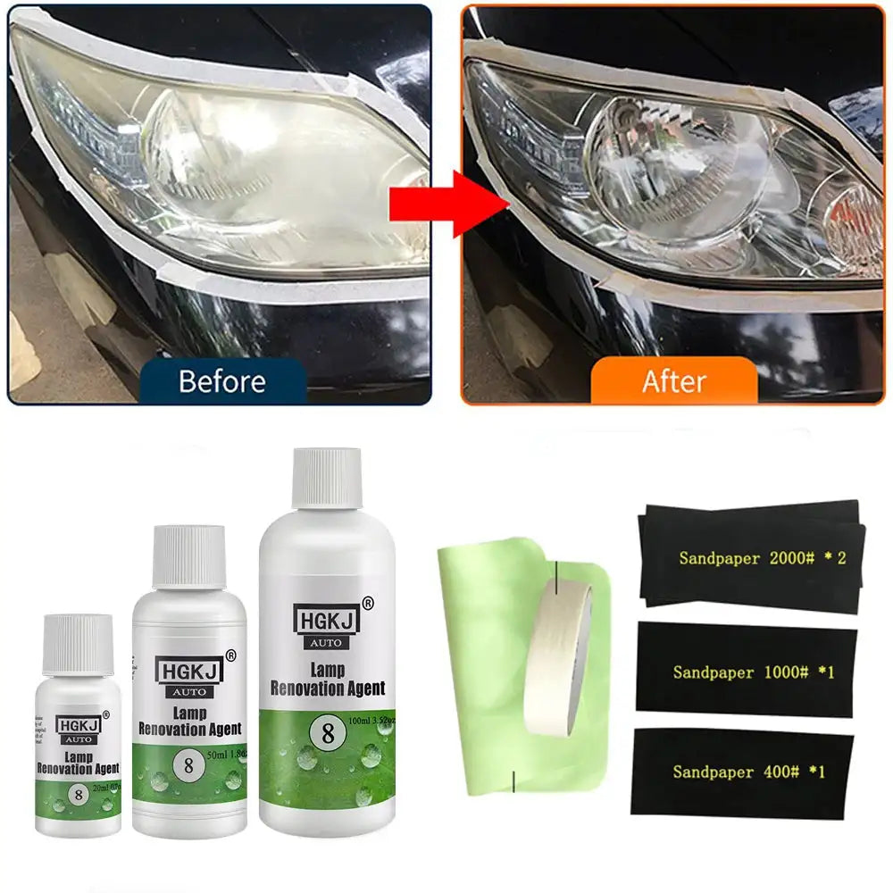 HGKJ 8 Lamp Renovation Agent Auto Headlight Headlamp Polish Restoration Kit Long Lasting Protection Oxidation Liquid for Car