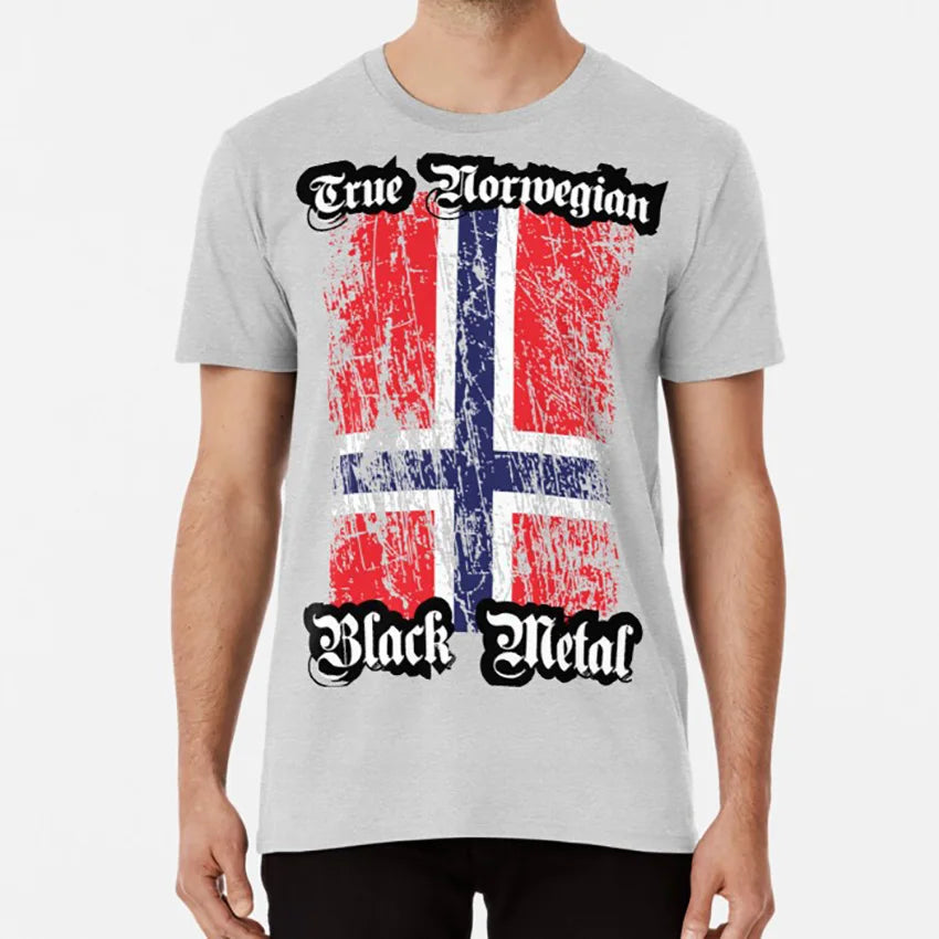 True Norwegian Black Metal - Norwegian Flag Edgewise T Shirt Black Metal Metal True Trve Norwegian Black Metal Gaahl Burzum - Premium t-shirt from Lizard Vigilante - Just $30.49! Shop now at Lizard Vigilante