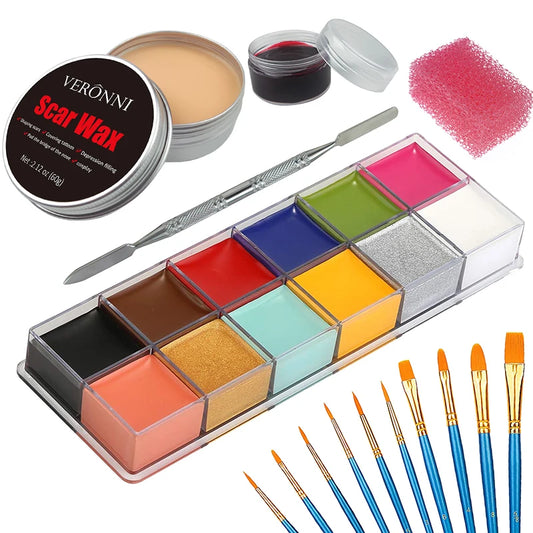 12-Color SFX Makeup Kit – Complete Special Effects Set with Scar Wax, Fake Scab Blood & Brushes for Halloween & Stage Magic - Premium makeup from Lizard Vigilante - Just $18.99! Shop now at Lizard Vigilante